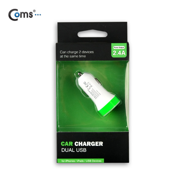 Coms USB 전원(DC 시가잭), USB 2P, 2.4A, 녹색띠