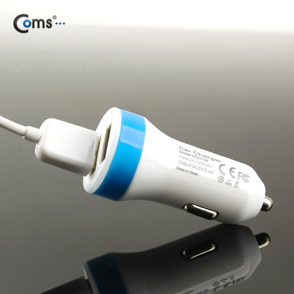 Coms USB 전원(DC 시가잭), USB 2P, 2.4A, 청색띠