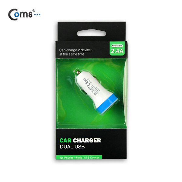 Coms USB 전원(DC 시가잭), USB 2P, 2.4A, 청색띠