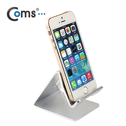 Coms 스마트폰 거치대(알루미늄/Silver), 고정식(스마트폰/미니 태블릿)