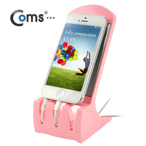 Coms 스마트폰 스탠드, Pink (거울+케이블정리)