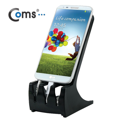 Coms 스마트폰 스탠드, Black (거울+케이블정리)