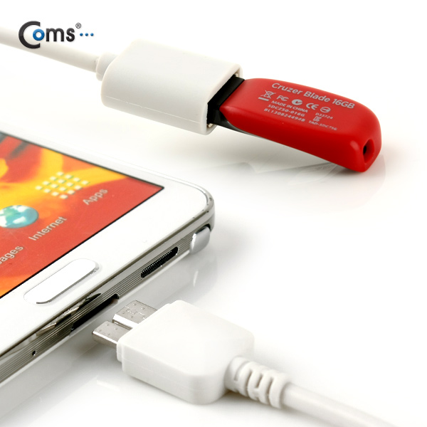 Coms 갤럭시노트3 OTG 젠더, White