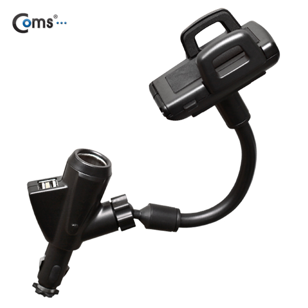 Coms 차량용 거치대(스마트폰용), 시가1구, USB 2P(2.1A/1A)