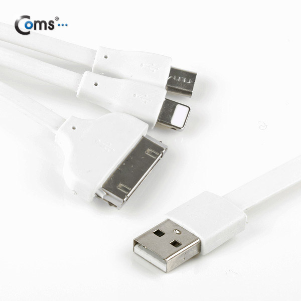 Coms 3 in 1 멀티 케이블 / 충전 케이블(Flat) 30cm/White