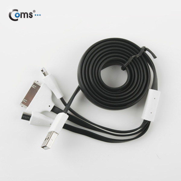 Coms 3 in 1 멀티 케이블 / 충전 케이블(Flat), 1M/Black