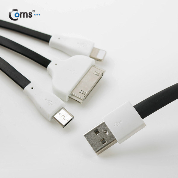 Coms 3 in 1 멀티 케이블 / 충전 케이블(Flat), 1M/Black