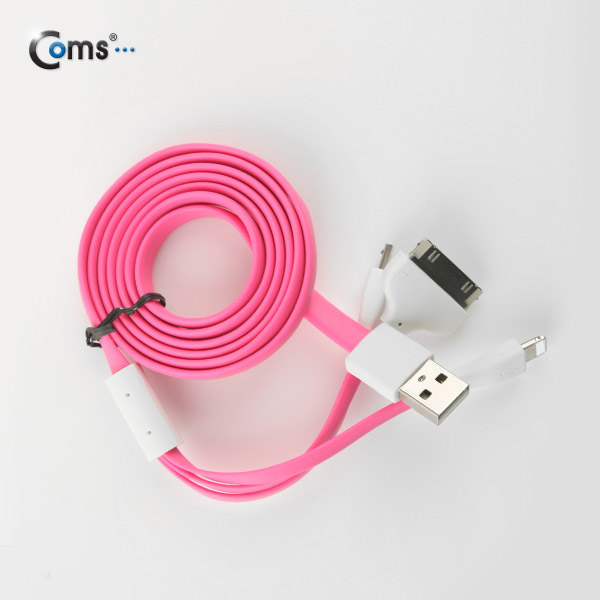 Coms 3 in 1 멀티 케이블 / 충전 케이블(Flat), 1M/Pink