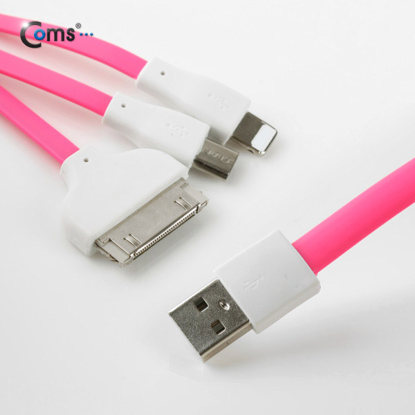 Coms 3 in 1 멀티 케이블 / 충전 케이블(Flat), 1M/Pink
