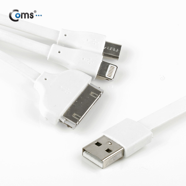 Coms iOS 스마트폰 5 케이블(3 in 1/Flat/멀티), 30cm/White/8핀