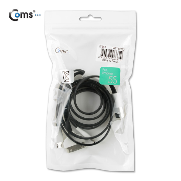 Coms iOS 스마트폰 5 케이블(3 in 1/Flat/멀티), 1M/Black/8핀
