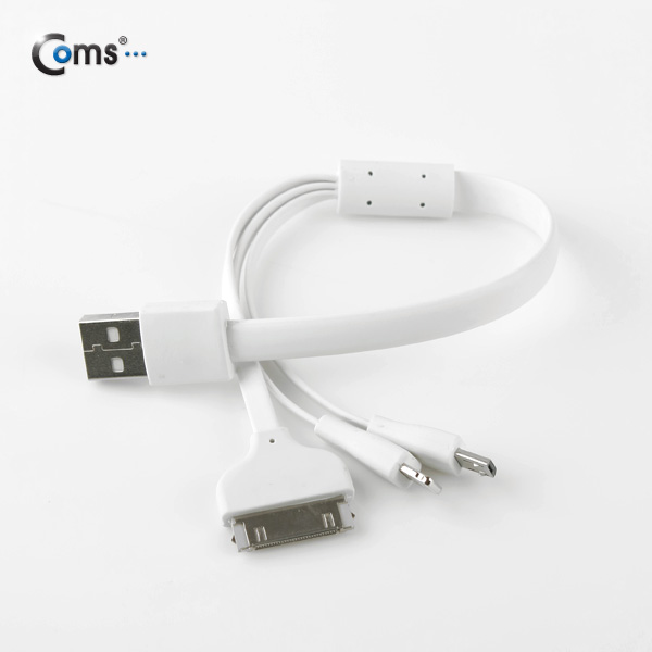 Coms iOS 스마트폰 5 케이블(3 in 1/Flat/멀티), 30cm/White/8핀
