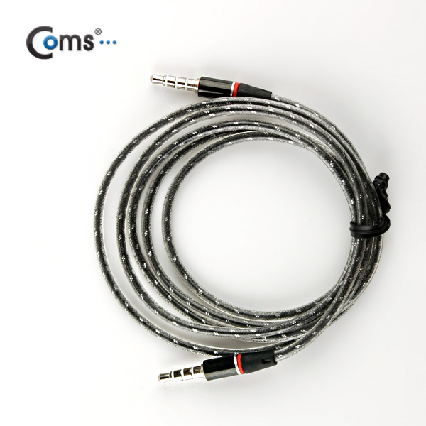 Coms 스테레오 케이블 (투명/3.5/4극),1M Black/Stereo
