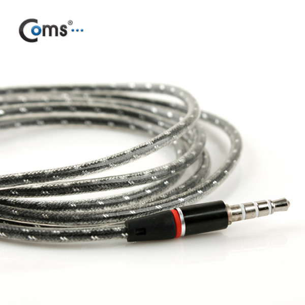 Coms 스테레오 케이블 (투명/3.5/4극),1M Black/Stereo
