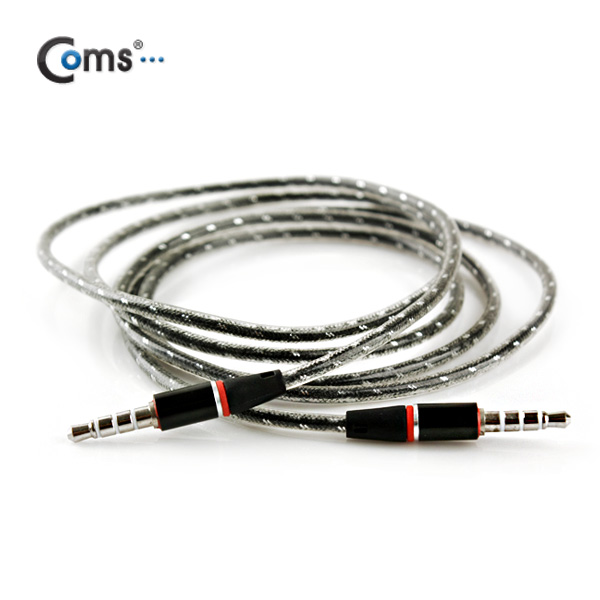 Coms 스테레오 케이블 (투명/3.5/4극),1M Black/Stereo