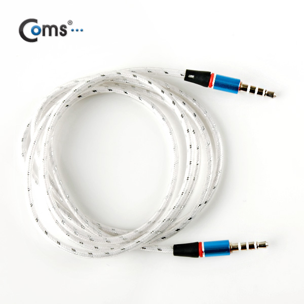 Coms 스테레오 케이블 (투명/3.5/4극),1M White/Stereo