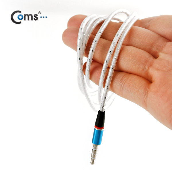 Coms 스테레오 케이블 (투명/3.5/4극),1M White/Stereo