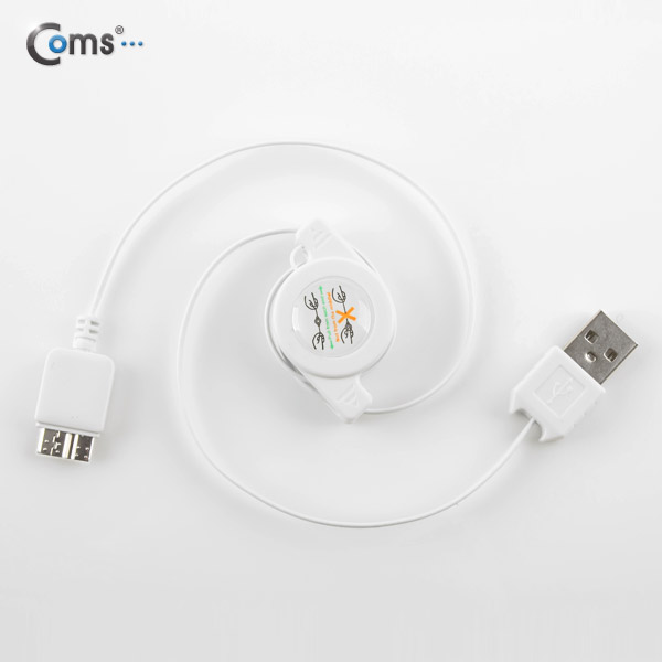 Coms 갤럭시노트 3용 데이터 충전 케이블(자동감김), White