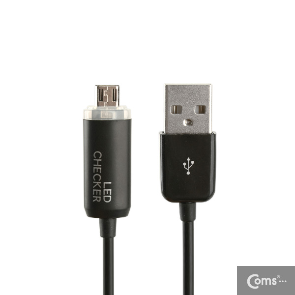 Coms USB/Micro USB(B) LED 케이블/ 완충알림/Black/충전