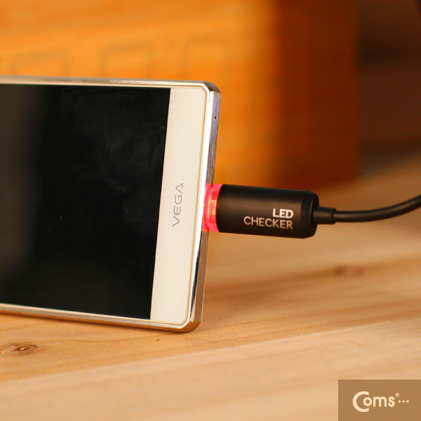 Coms USB/Micro USB(B) LED 케이블/ 완충알림/Black/충전