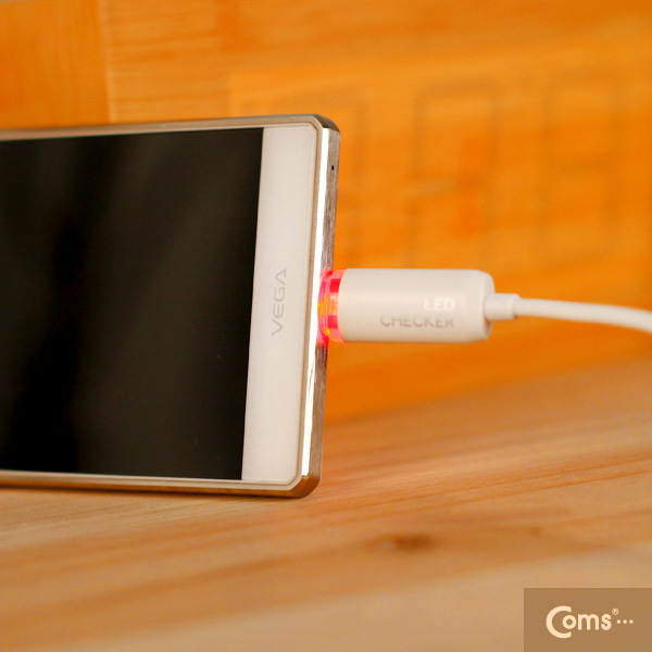 Coms USB/Micro USB(B) LED 케이블/ 완충알림/White/충전