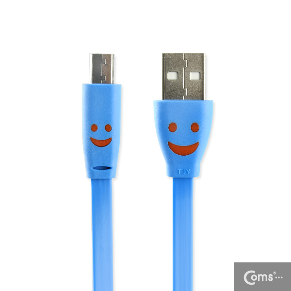 Coms USB/Micro USB(B) 케이블(LED/Flat형) 1M, blue