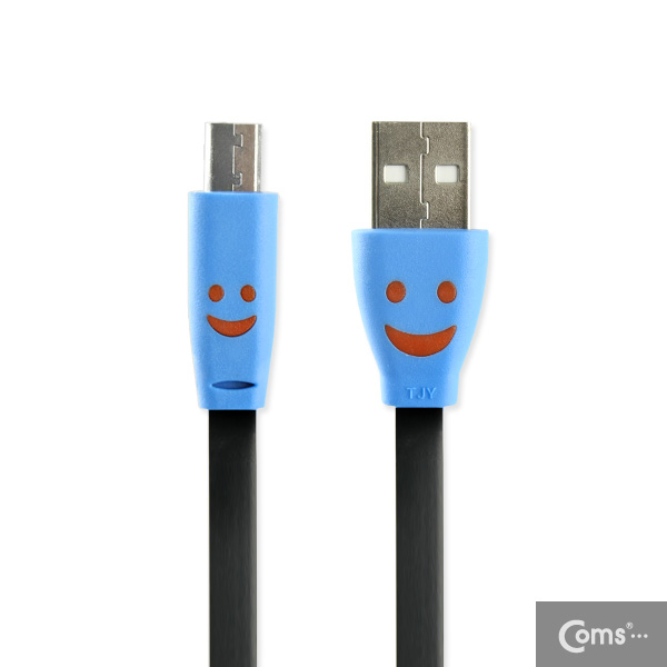 Coms USB/Micro USB(B) 케이블(LED/Flat형) 1M, black