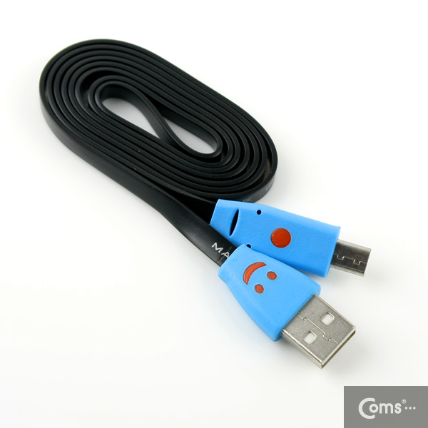 Coms USB/Micro USB(B) 케이블(LED/Flat형) 1M, black