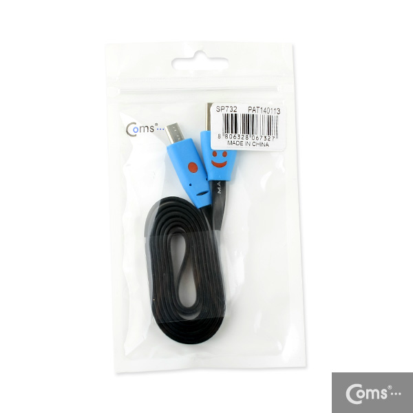 Coms USB/Micro USB(B) 케이블(LED/Flat형) 1M, black