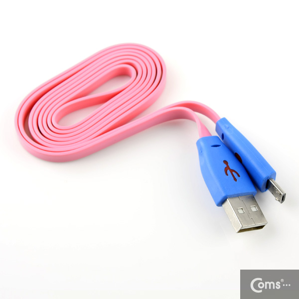 Coms USB/Micro USB(B) 케이블(LED/Flat형) 1M, pink