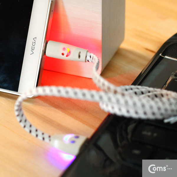 Coms USB/Micro USB(B) 케이블(스네이크 무늬) LED/white