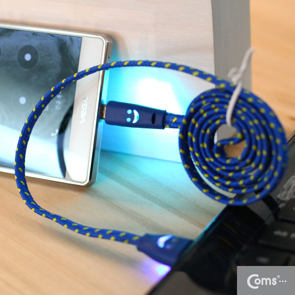 Coms USB/Micro USB(B) 케이블(스네이크 무늬) LED/blue