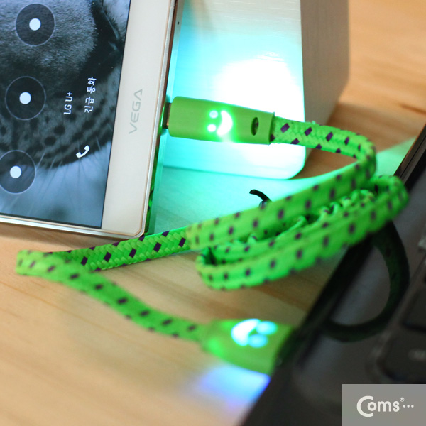 Coms USB/Micro USB(B) 케이블(스네이크 무늬) LED/green