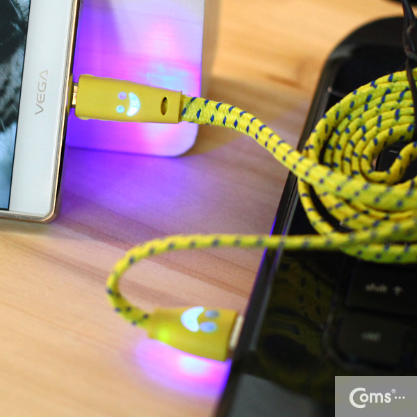 Coms USB/Micro USB(B) 케이블(스네이크 무늬) LED/yellow