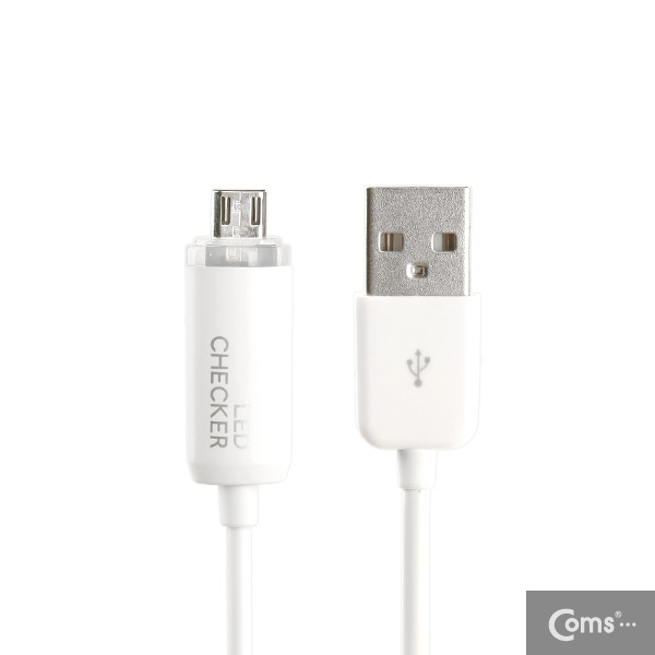 Coms USB/Micro USB(B) LED 케이블/ 완충알림/White/충전