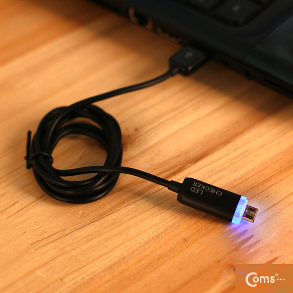 Coms USB/Micro USB(B) LED 케이블/ 완충알림/Black/충전
