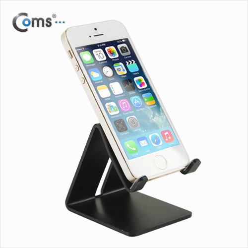 Coms 스마트폰 거치대(알루미늄/Black),이어폰+충전케이블 동시사용가능