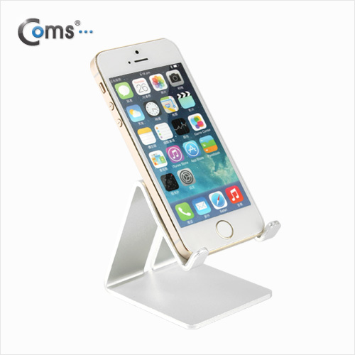 Coms 스마트폰 거치대(알루미늄/Silver),이어폰+충전케이블 동시사용가능