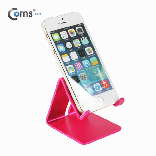 Coms 스마트폰 거치대(알루미늄/Pink),이어폰+충전케이블 동시사용가능