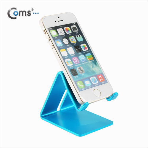 Coms 스마트폰 거치대(알루미늄/Blue),이어폰+충전케이블 동시사용가능