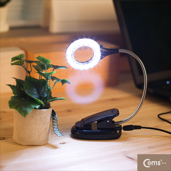 Coms USB 램프(스텐드형), 18LED/원형/Black