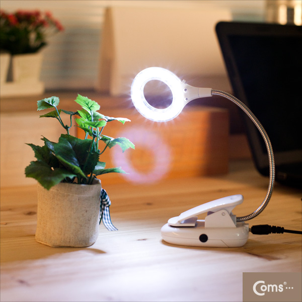 Coms USB 램프(스텐드형), 18LED/원형/White