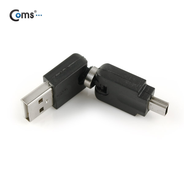 Coms USB 젠더- USB Mini 5P(M)/USB A(M), 회전형/검정