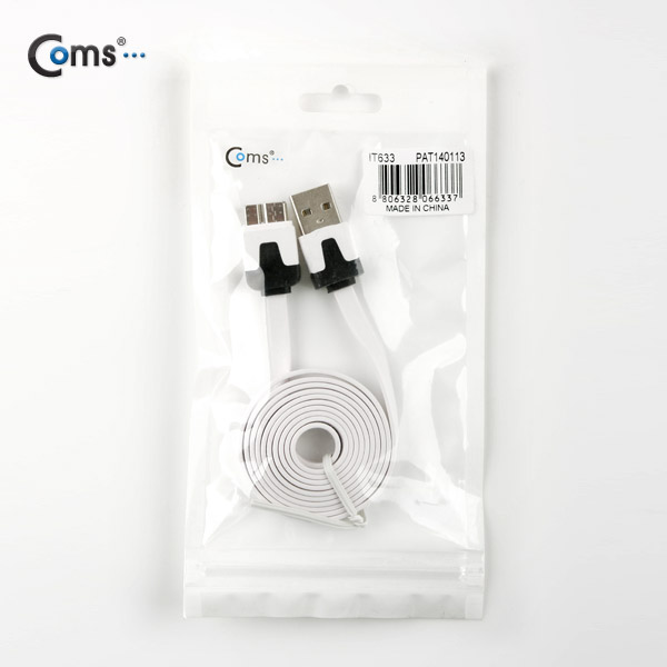Coms 갤럭시 노트3용 USB 2.0/Micro USB(B) 케이블 Flat, White