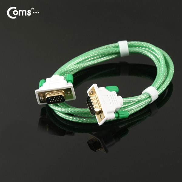 Coms 모니터 케이블(투명/Slim) MM, 1.5M, Green/RGB