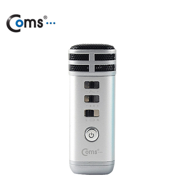 Coms 스마트폰 노래방 마이크(휴대용 미니)-믹서 기능,실버