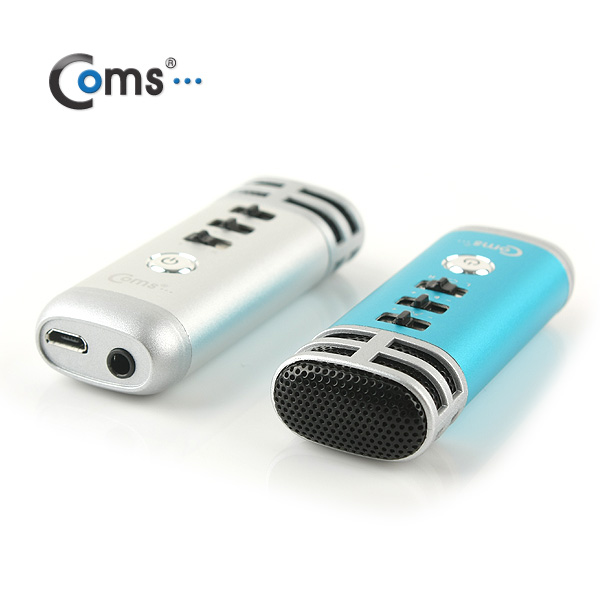 Coms 스마트폰 노래방 마이크(휴대용 미니)-믹서 기능,실버