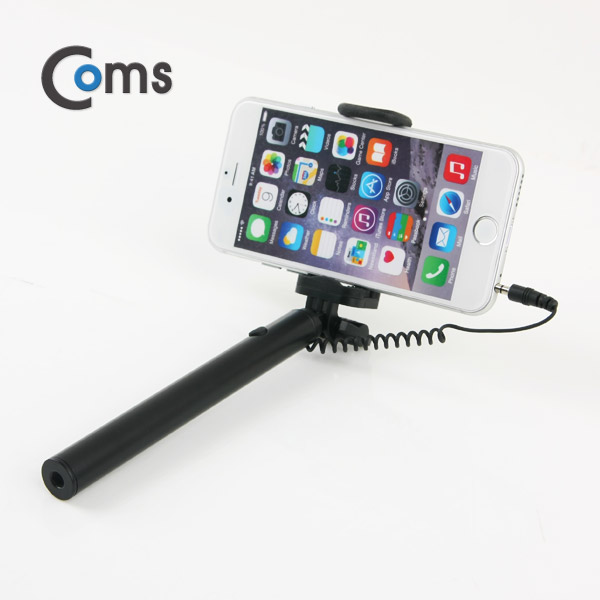 Coms 스마트폰 모노포드 (접이식 유선 셀카봉) Black