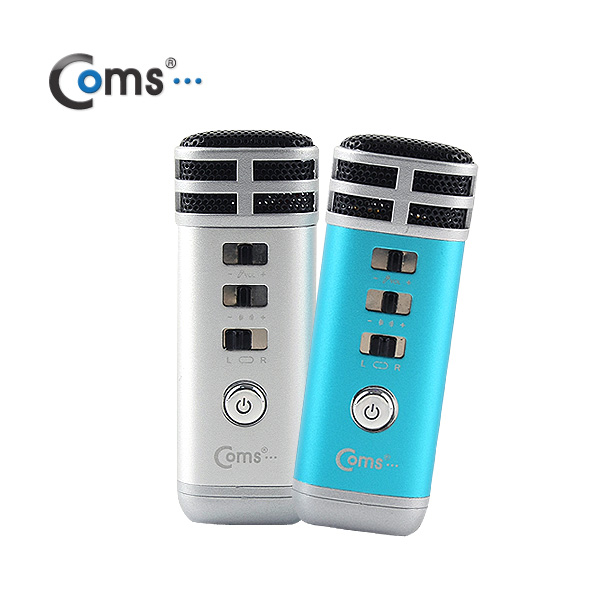Coms 스마트폰 노래방 마이크(휴대용 미니)-믹서 기능,실버