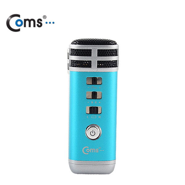 Coms 스마트폰 노래방 마이크(휴대용 미니)-믹서 기능,블루